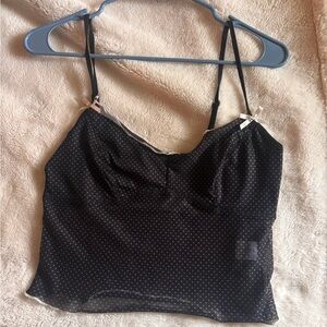 La Hearts Black and White Polka Dot Top